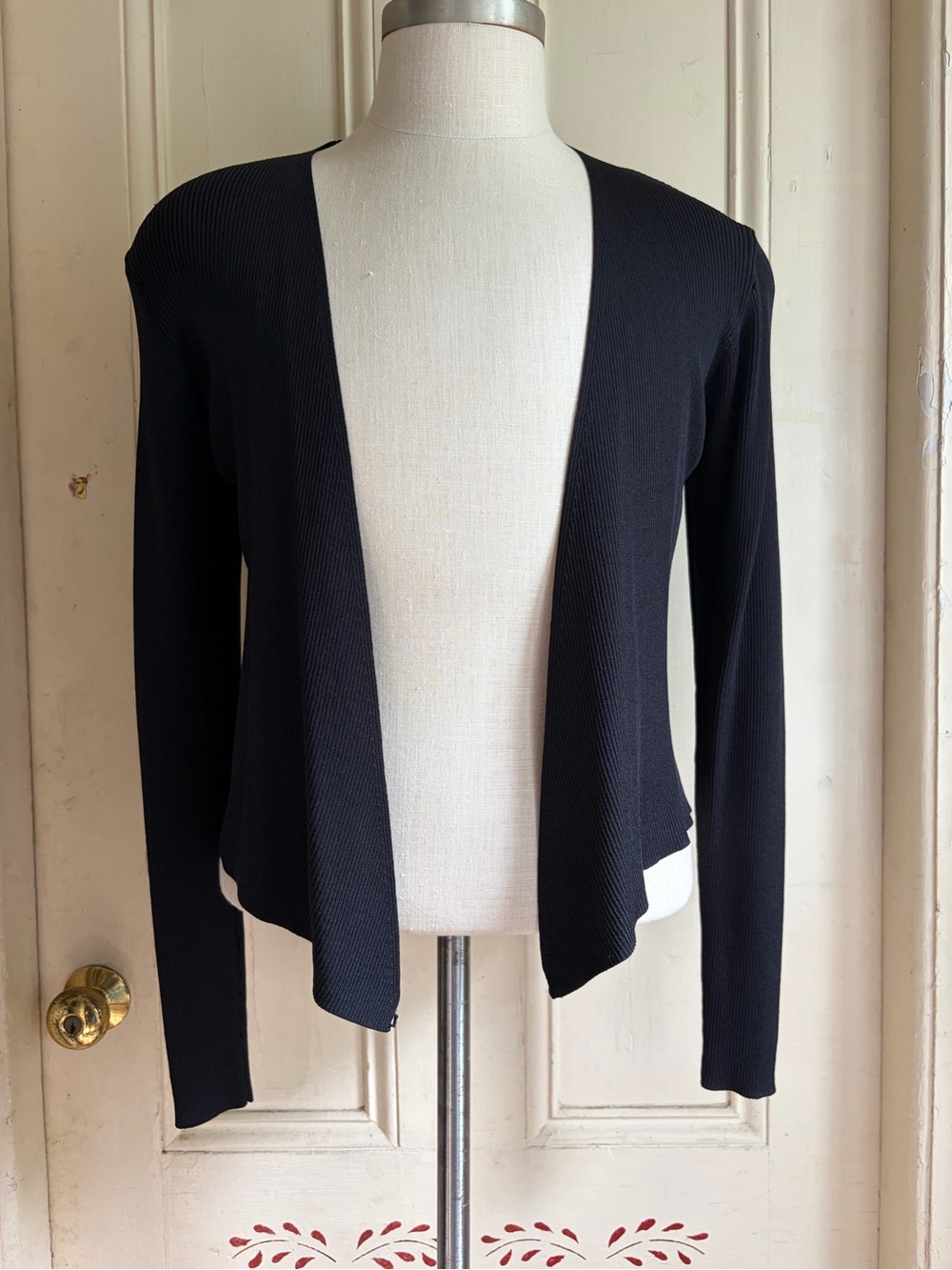 Universal Standard Black Open-Front Ribbed Cardigan